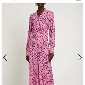 Rotate Birger Christensen pink floral wrap dress